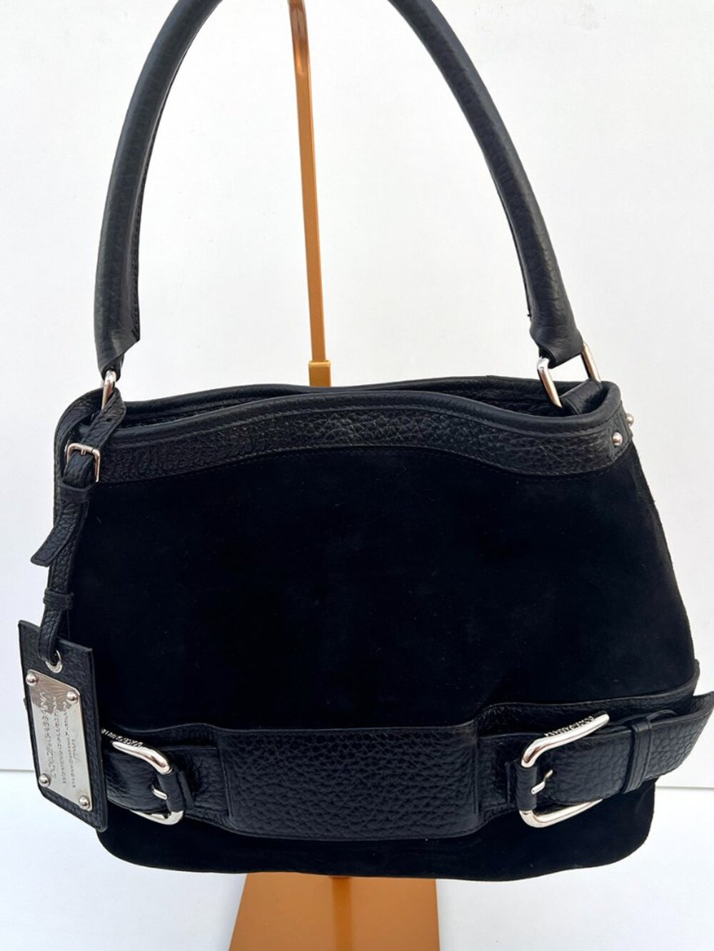 DOLCE & GABBANA Miss Loop Black Suede Leather Bag